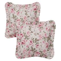 Simply Shabby Chic Rosalie Floral Pink Linen Blend Ruffled Square Pillow(s) - £37.35 GBP