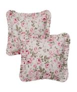 Simply Shabby Chic Rosalie Floral Pink Linen Blend Ruffled Square Pillow(s) - £36.85 GBP