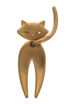 Vtg JJ Articulated Cat Brooch Brushed Gold Tone Costume Jewelry Pin - £15.68 GBP