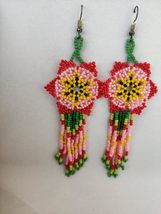 Floral Beaded Earrings for Women Fashion Glass Earring, Ethnic indian je... - $7.00