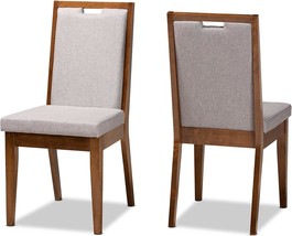 Dining Chairs, Set Of 2, Grey/Walnut Brown, Baxton Studio. - £136.51 GBP