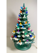 Vintage 17” 1970s Ceramic Green White Flocked Christmas Tree - €101,66 EUR