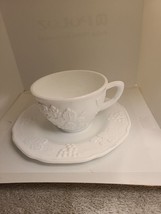 Indiana Glass Colony Harvest Grape White Milk Glass Cup and Saucer - £5.74 GBP