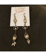 Sigrid Olsen Gold Crystal Pearl Dangling Earrings - £7.85 GBP