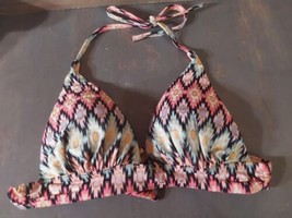 Victoria Secret Swim Bikini Top Small Multi Color Padded Elastic Around Coral - £12.47 GBP