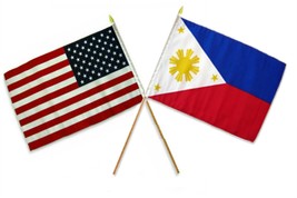 AES 12x18 12&quot;x18&quot; Wholesale Combo USA American &amp; Philippines Stick Flag - £8.69 GBP