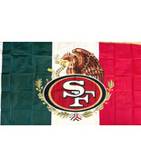 SAN FRANCISCO 49ERS EMBLEM/MEXICO FLAG 3x5&#39; FLAG-BRASS GROMMETS IN/OUT-1... - $18.00