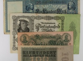 1910-1923 Germany 4-Note Set // Empire 50-100 Mark // Republic 50000-100 Million - £39.14 GBP