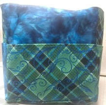 Plaid Blue Green Elegant Purse/Project Travel Bag Handmade 12x12 - £29.07 GBP