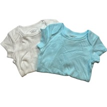 Two Pack Short Sleeve Bodysuit White / Blue 6-9 Month New - $9.75
