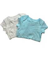 Two Pack Short Sleeve Bodysuit White / Blue 6-9 Month New - $9.75