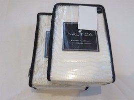 2 Nautica Blue GRASS Wave Stitch Euro Shams Cream NIP - $46.99