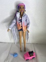 Barbie Extra Doll 5 in Fringe Jacket with Pet Puppy Car Rainbow Braids M... - $19.80
