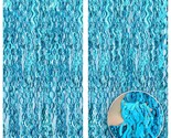 , Xtralarge Wavy Blue Foil Fringe Curtain - 3.2X6.4 Feet, Pack Of 2 | Wa... - £18.09 GBP