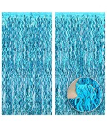 , Xtralarge Wavy Blue Foil Fringe Curtain - 3.2X6.4 Feet, Pack Of 2 | Wa... - £18.00 GBP