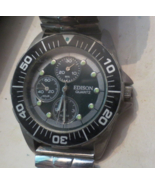 Edison Quartz Diver Chronograph style Alarm Men&#39;s Watch ST Steel Not Tested - $9.49