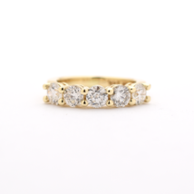 Diamond Wedding band 5 natural dimonds 1.50 ct total weight solid gold prong set - £1,738.05 GBP