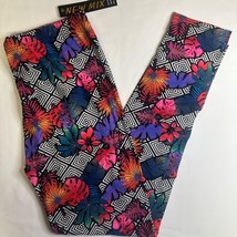 Tropical Leaves &amp; Geometric Buttery Soft Boutique Leggings Tall Curvy 14-20 - £11.55 GBP