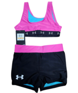 Under Armour Girls Bikini Top and Swim Shorts Set Size 6 X Pink Black NE... - $39.69 CAD