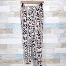 H&amp;M Drapey Challis Pull On Ankle Pants Brown Animal Print High Rise Womens US 2 - £11.08 GBP