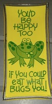 Vintage Rectangular glass Trinket Tray Frog Unique 6x3&quot; Eat what Bugs You - $239.08 MXN