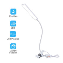 White Usb Flexible Clip-On Desk Reading Study Lamp Led Light Dimmable Table Lamp - £20.83 GBP
