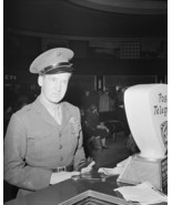 Marine sends telegram from Washington DC Greyhound bus depot WWII Photo Print - $8.81 - $14.69