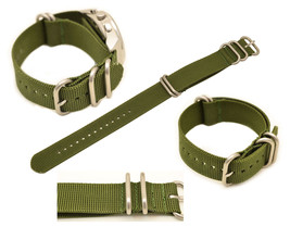 20mm Watch Band Fits Luminox Watches Green Nylon Woven 4 Rings With Stitches - £15.27 GBP