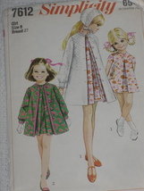 Simplicity Pattern 7612 Girls&#39; Coat, Dress and Cap Size 8 Uncut Vintage 1960&#39;s - £9.65 GBP