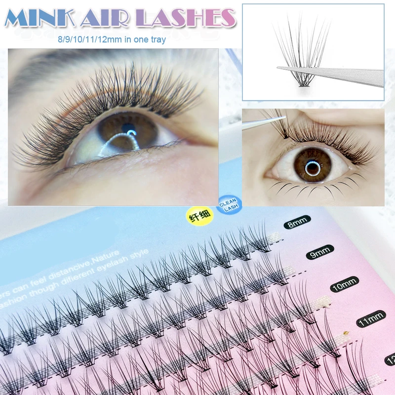 Al cluster eye lashes 60 bundles mink eyelash extension blue purple soft eyelash russia thumb200