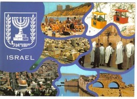 Israel Postcard Multi View Haifa Acre Caesarea Tel-Aviv Jerusalem Wall Netanya - £1.72 GBP
