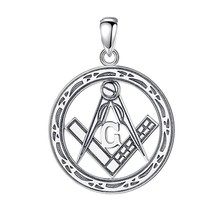 925 Sterling Silver Freemason Masonic Necklace for Man Personality skull G Freem - £29.30 GBP