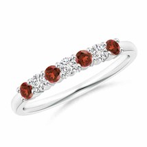 ANGARA Half Eternity Seven Stone Garnet and Diamond Wedding Band in 14K Gold - £632.20 GBP