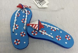 Christmas tree ornament 5538 flip flops red sailboat 5” x 1 1/2” - $200.69 MXN