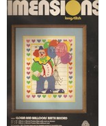 Dimensions Long Stitch Kit Clown Birth Record 15 X 18 Persian Yarn New B... - €11,31 EUR