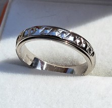 Fidget Spinner Platinum Over 925 Sterling Silver Diamond-Cut Band Ring Sz 8.75 - £12.54 GBP