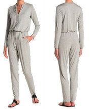 Go Couture V Neck Modal Jumpsuit Medium 6 8 Gray Stretch Waist Soft Comfy Cozy - £52.66 GBP