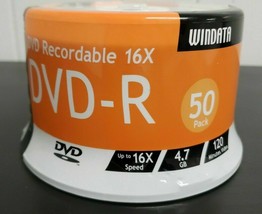 Windata 50PK DVD-R 16X 4.7GB 120MIN Factory Sealed Nos - £23.60 GBP