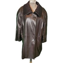 Jane Adams Vintage 90&#39;s Black Leather Wool Cashmere Coat Jacket Black Sz L - $102.49