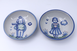 PAIR of M A Hadley Hand Painted Farmer Wife Cereal Salad Bowl Stoneware ... - $58.99