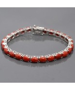 Natural 925 Sterling Silver Coral Gemstone Bracelet  Best Birthday Gift - £137.33 GBP