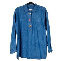 Kelly Stryker Womens Western Shirt L Denim Blue Jean Tunic Long Sleeve C... - £10.94 GBP