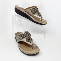 Clarks Womens Artisan Antique Gold Leather Stone  Bead Embellished Slide, Size 7 - £15.55 GBP