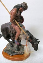 Southwest Style Warrior On Horseback Ceramic Resin Repro Wood Base 9&quot;TX6&quot;LX3&quot;D - £54.98 GBP