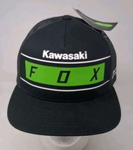 Kawasaki Fox Racing Men&#39;s Snapback Mesh Trucker Hat Baseball Cap Black New W Tag - £27.21 GBP