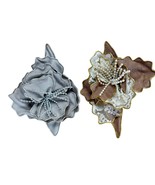 Vintage Brooches Custom Made Sueded Lace Pearl Gold Silver Lot Bundle 2  - $41.03 CAD