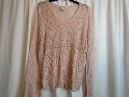 NWT American Rag Cie Thin Open Knit Crochet Look Pink Top Junior Sz M Org $49.50 - $8.54