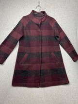 Adrienne Vittadini Buffalo Plaid Wool Trench Coat Womens M Casual Preppy Holiday - $54.88