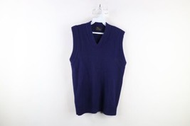 Vintage 60s 70s Streetwear Boys 20 Distressed Blank Knit Sweater Vest Blue USA - £15.73 GBP