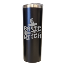 Basic Witch Halloween Theme Black 20oz Skinny Tumbler LA5138 - £16.07 GBP